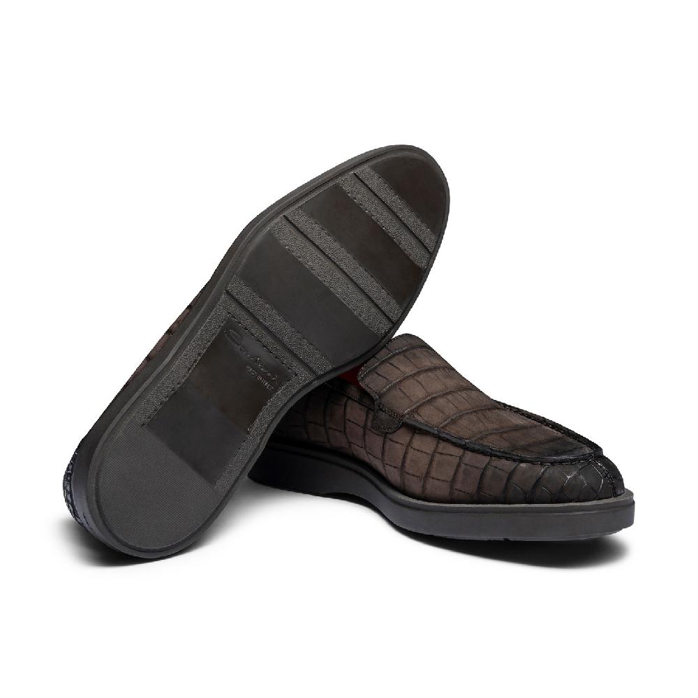 Santoni Mocassino da uomo in alligatore testa di moro Acquista Ora