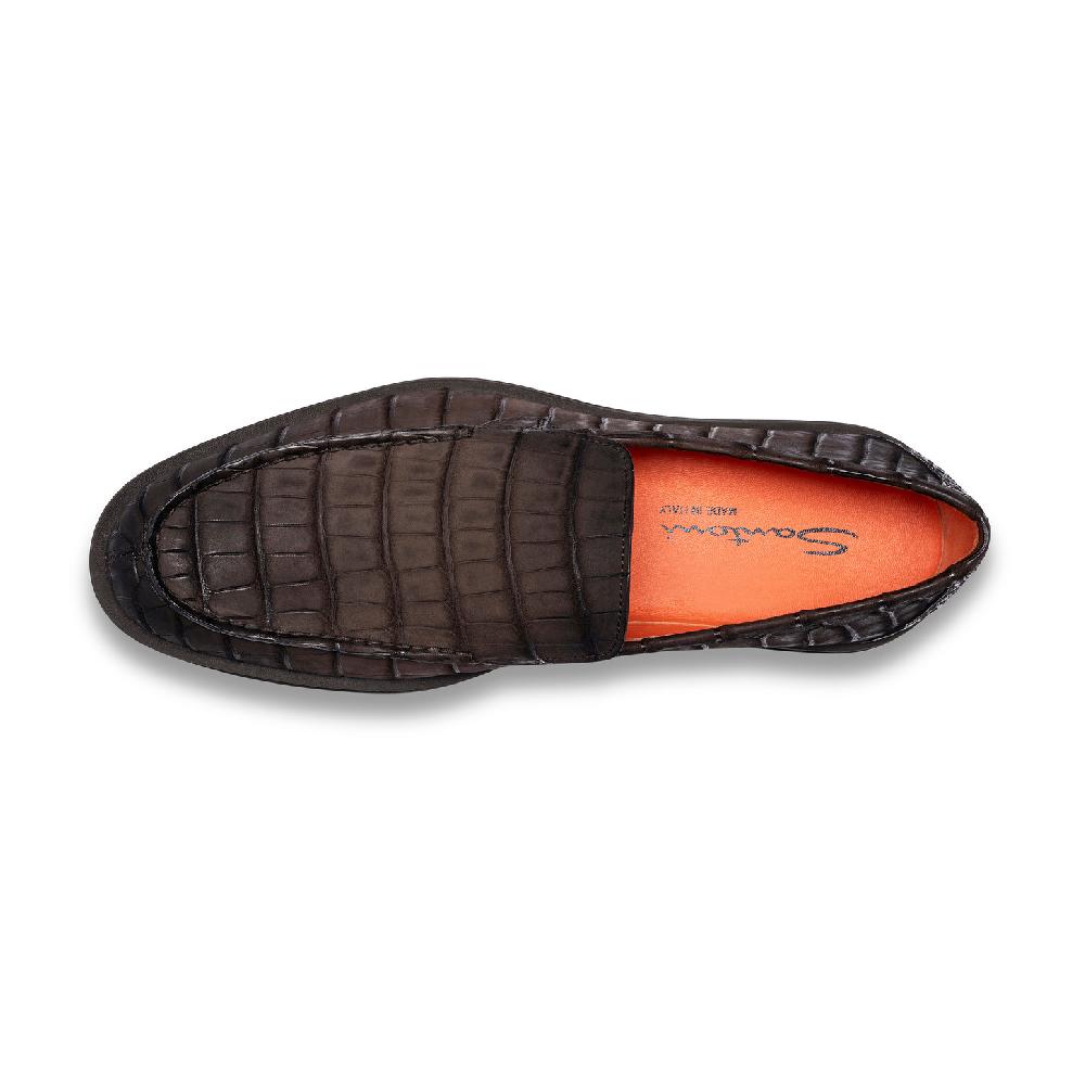Santoni Mocassino da uomo in alligatore testa di moro Acquista Ora
