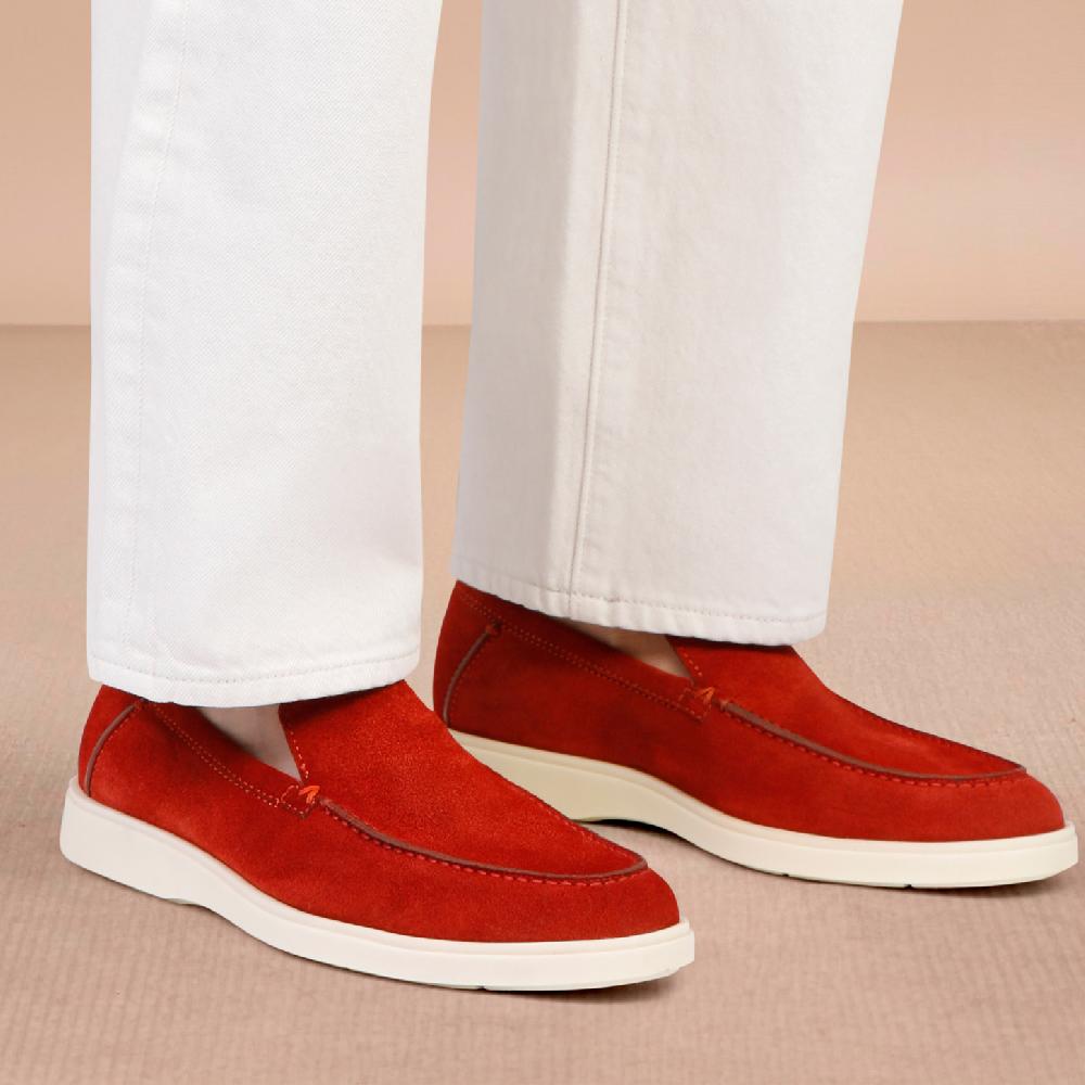 Santoni Mocassino da uomo in suede arancione Consegna Veloce