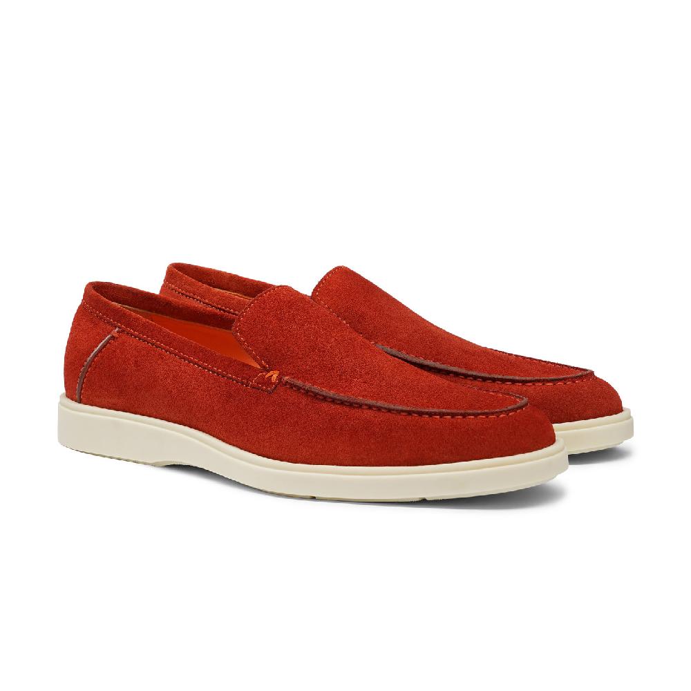 Santoni Mocassino da uomo in suede arancione Consegna Veloce