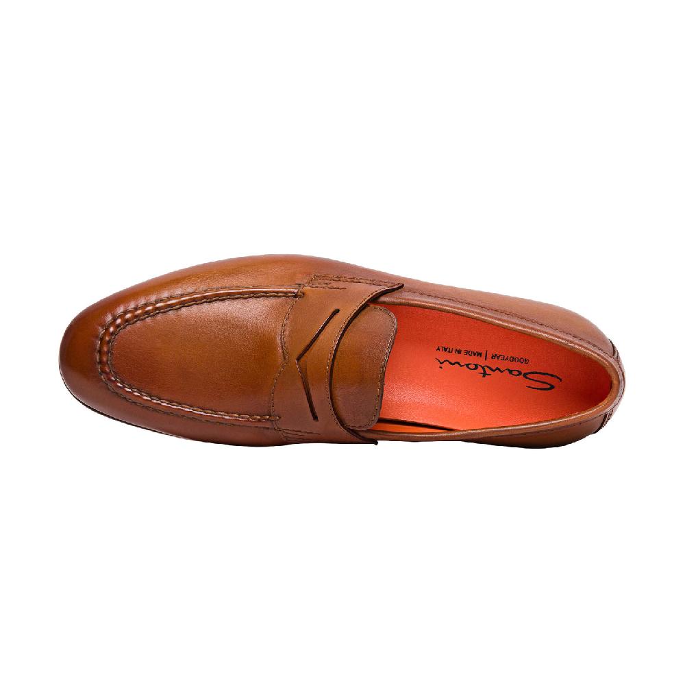 Santoni Mocassino penny da uomo in pelle marrone Promozione Limitata
