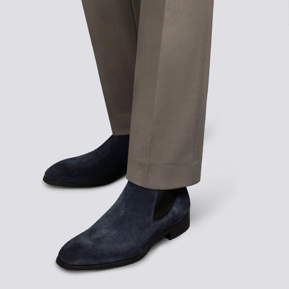 Santoni Stivaletto chelsea da uomo in suede blu Sottocosto