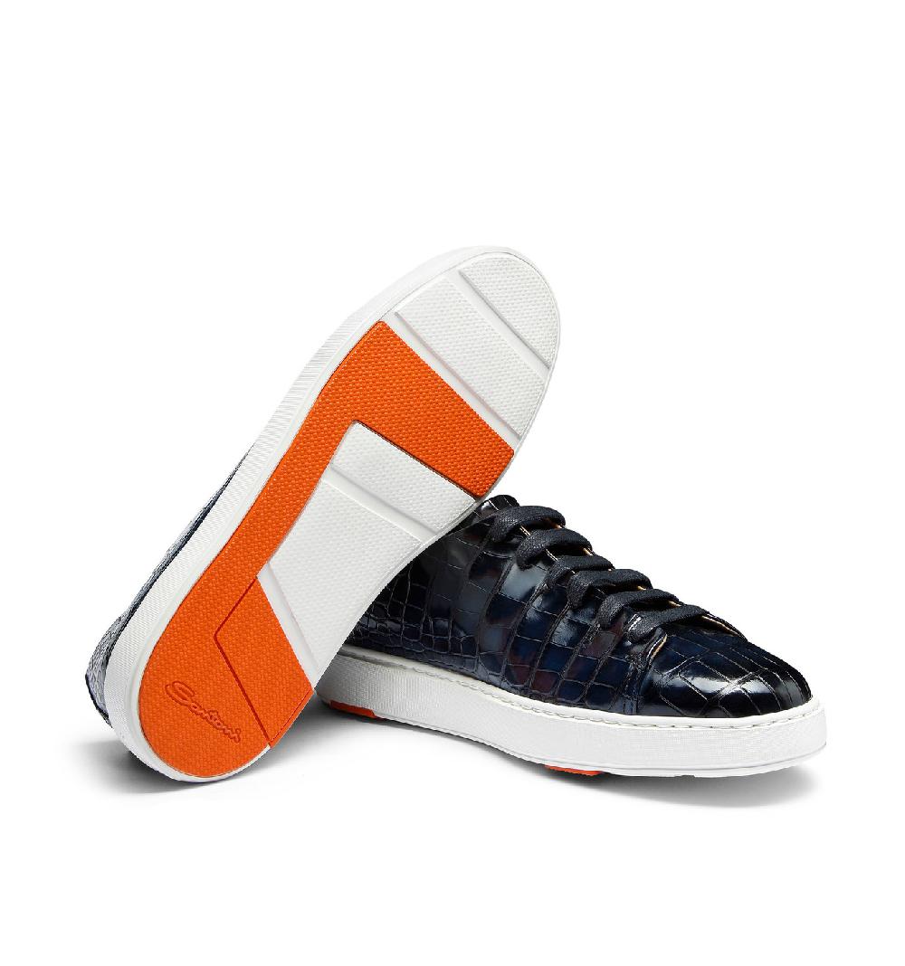 Santoni Sneaker da uomo in alligatore blu Sconto