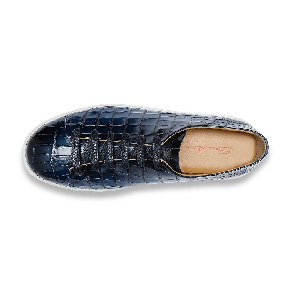 Santoni Sneaker da uomo in alligatore blu Sconto