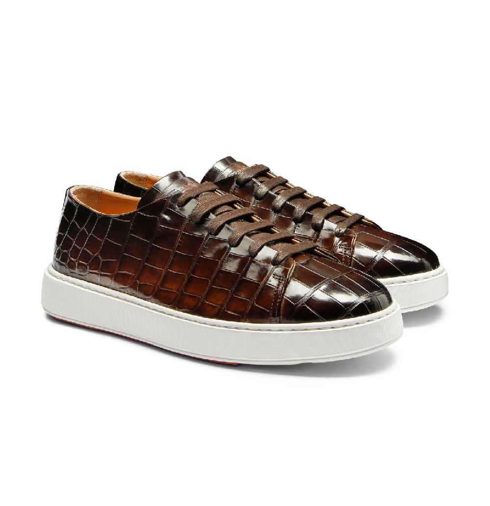 Santoni Sneaker da uomo in alligatore testa di moro Offerta