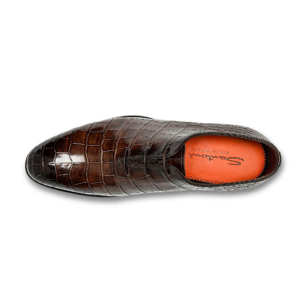 Santoni Stringata oxford da uomo in alligatore testa di moro Economico
