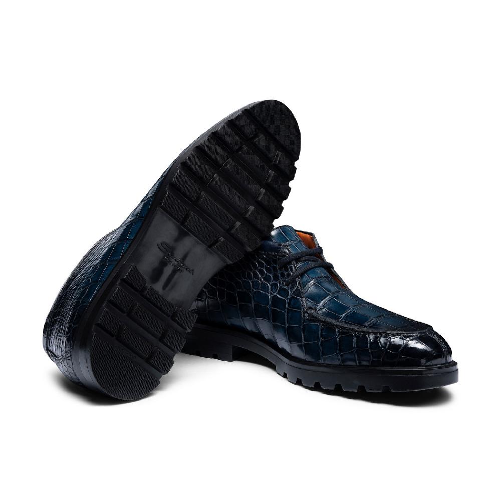 Santoni Stivaletto desert da uomo in alligatore blu Online