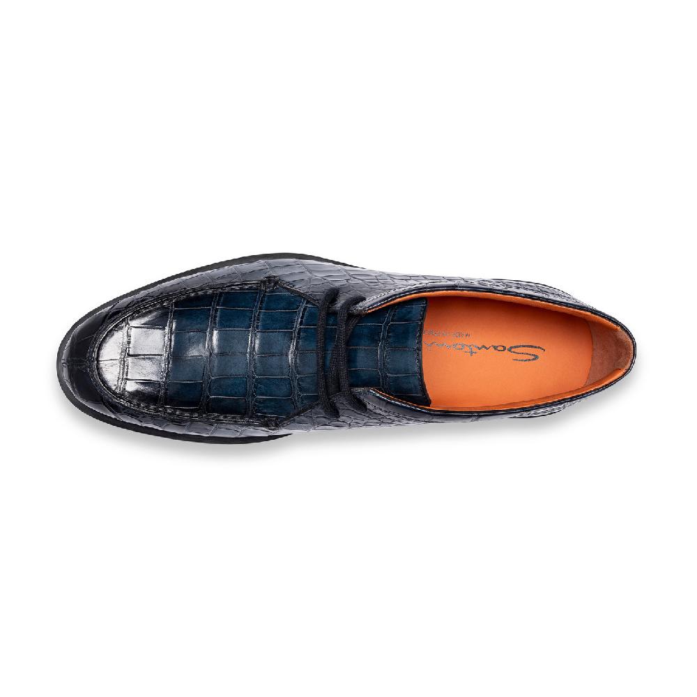 Santoni Stivaletto desert da uomo in alligatore blu Online
