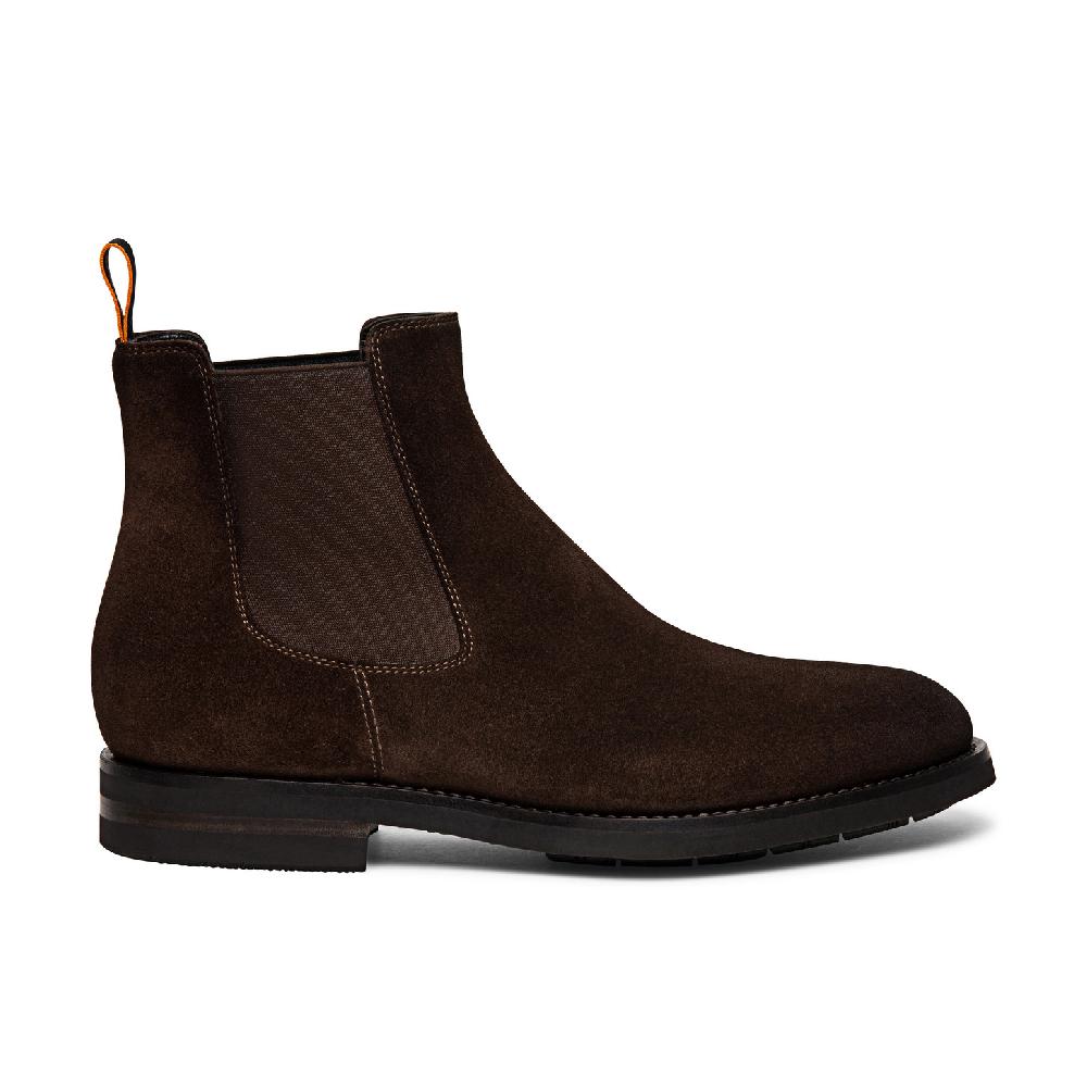 Santoni Stivaletto chelsea da uomo in suede marrone