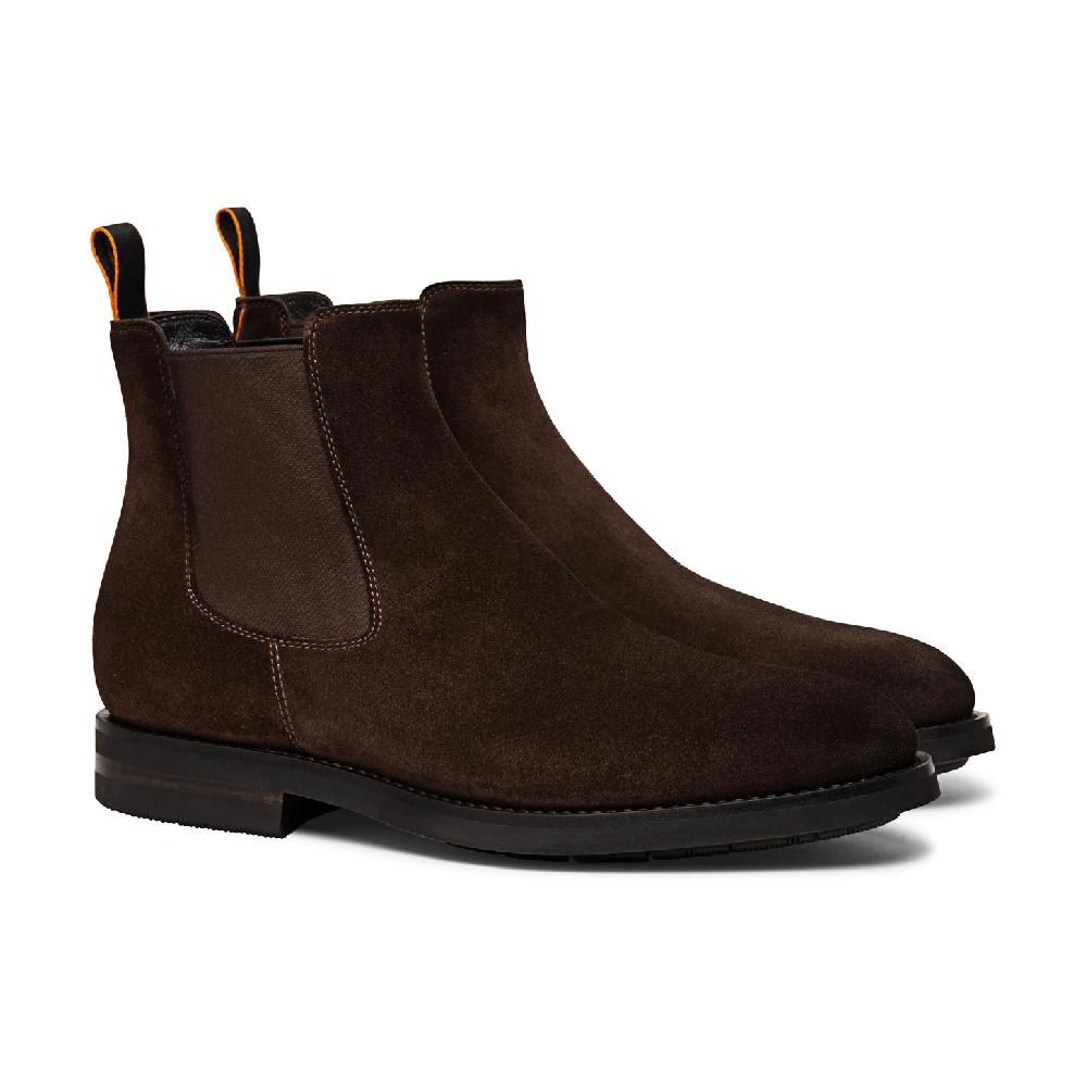 Santoni Stivaletto chelsea da uomo in suede marrone Saldi