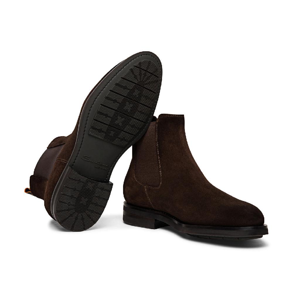 Santoni Stivaletto chelsea da uomo in suede marrone Saldi
