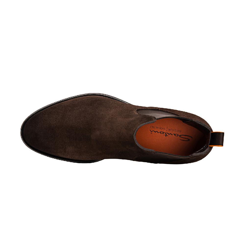 Santoni Stivaletto chelsea da uomo in suede marrone Saldi