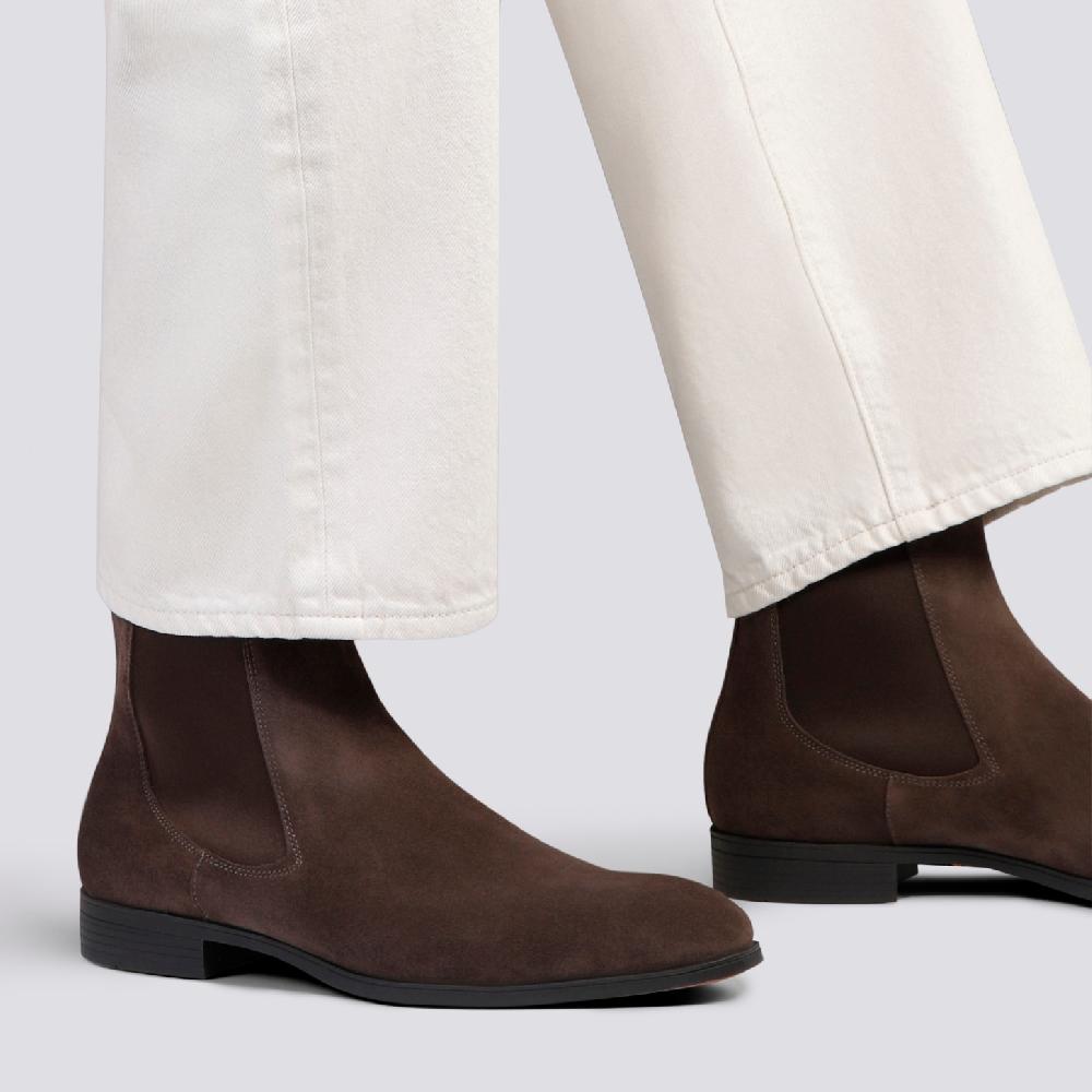 Santoni Stivaletto chelsea da uomo in suede marrone Vendita Economica