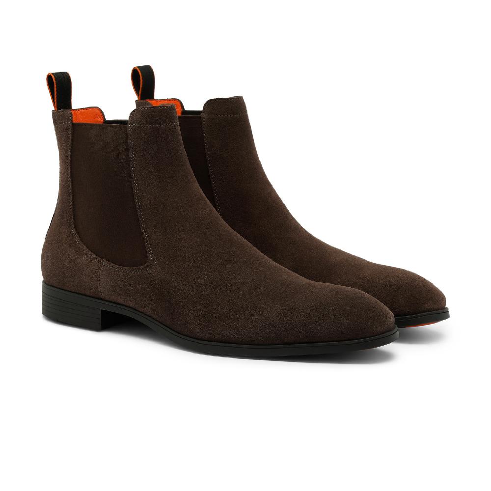 Santoni Stivaletto chelsea da uomo in suede marrone Vendita Economica