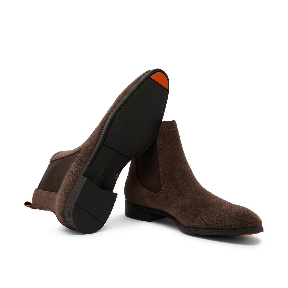 Santoni Stivaletto chelsea da uomo in suede marrone Vendita Economica