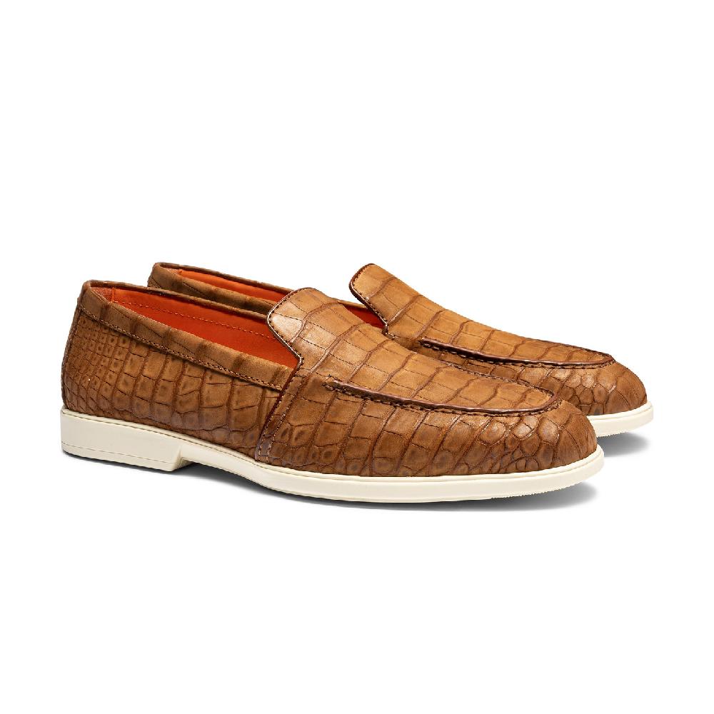 Santoni Mocassino da uomo in alligatore marrone Vendite Flash