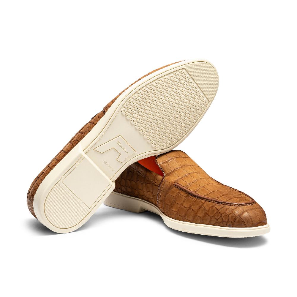 Santoni Mocassino da uomo in alligatore marrone Vendite Flash