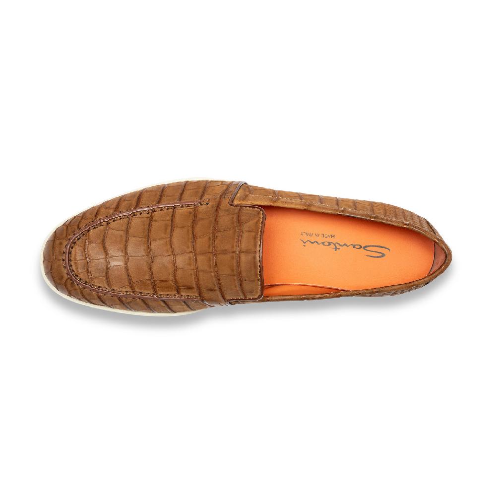 Santoni Mocassino da uomo in alligatore marrone Vendite Flash