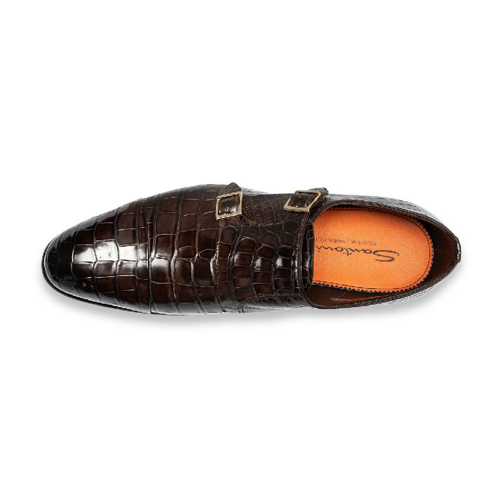 Santoni Doppia fibbia da uomo in alligatore testa di moro Offerte speciali