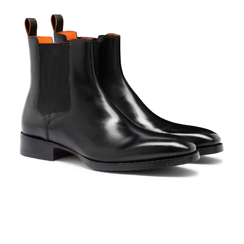 Santoni Stivaletto chelsea da uomo in pelle anticata nera 2025