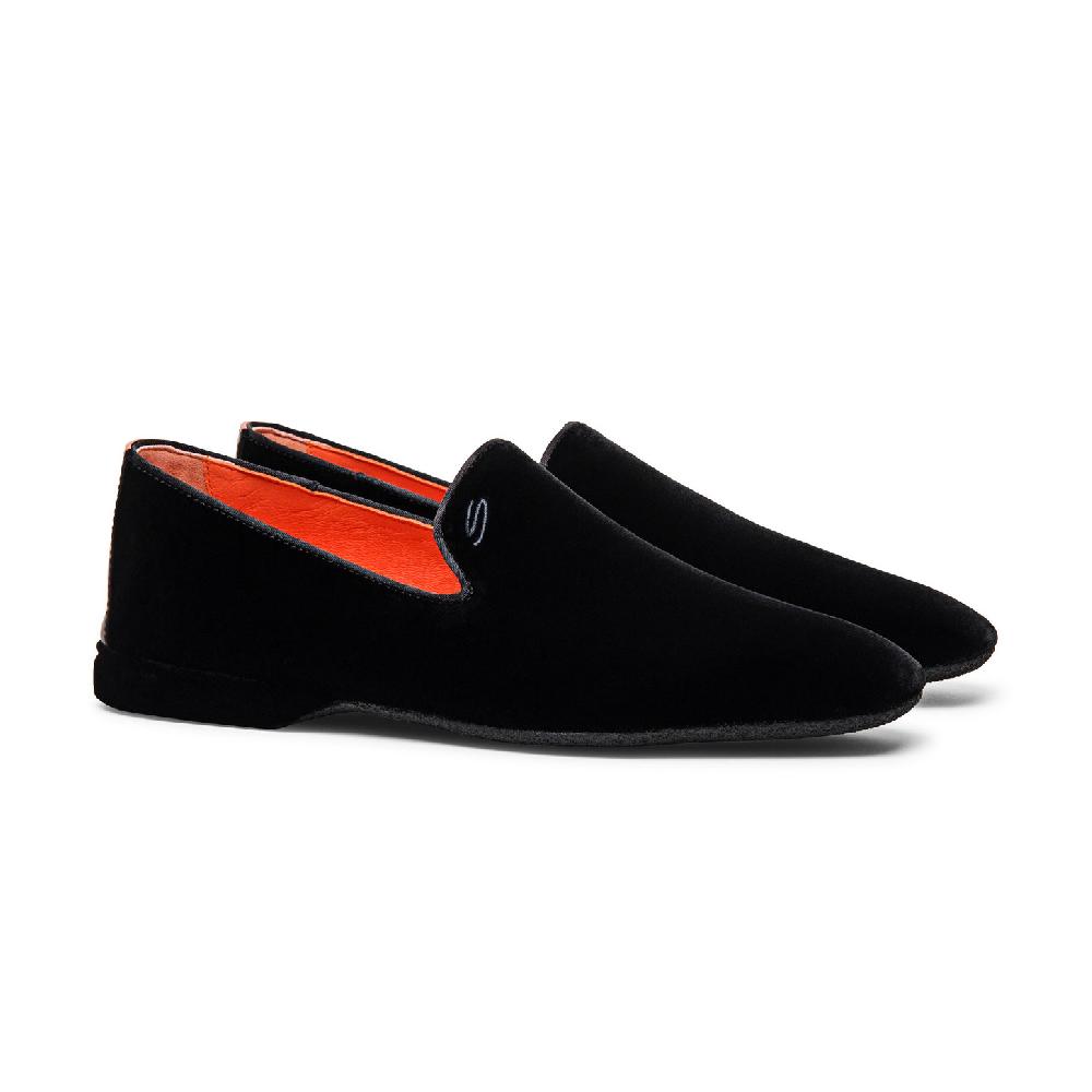 Santoni Pantofola da uomo in velluto nero Italy