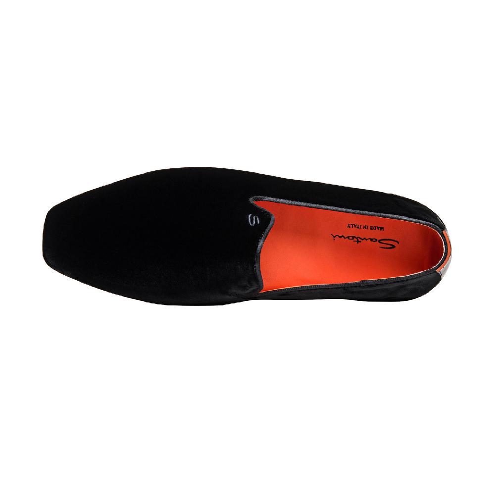 Santoni Pantofola da uomo in velluto nero Italy