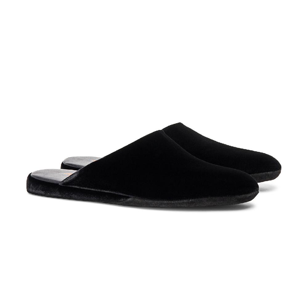 Santoni Pantofola da uomo in velluto nero Nuovo