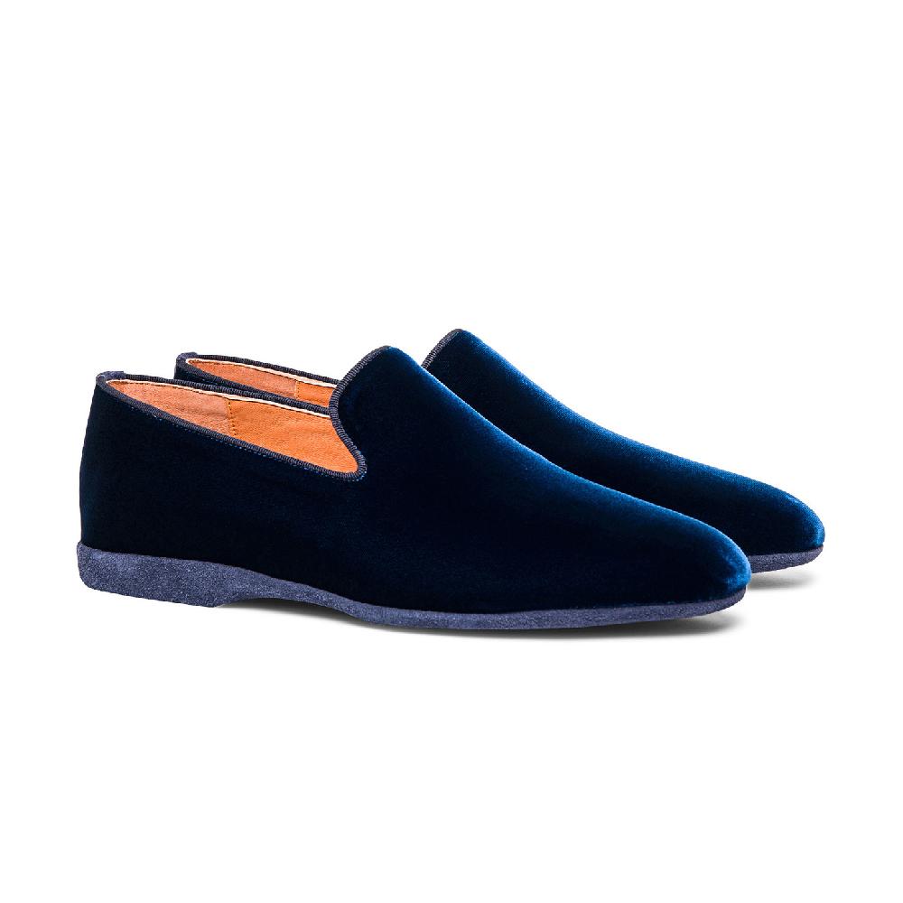 Santoni Pantofola da uomo in velluto blu Qualità