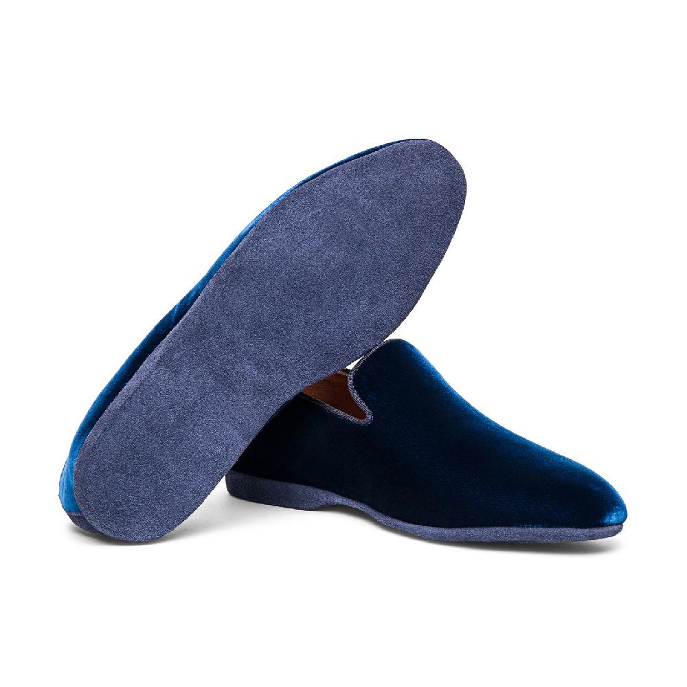 Santoni Pantofola da uomo in velluto blu Qualità
