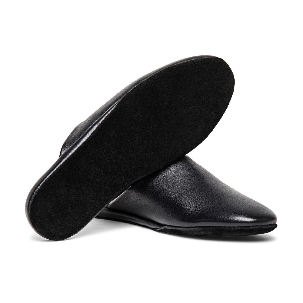 Santoni Pantofola da uomo in pelle nera Vendita