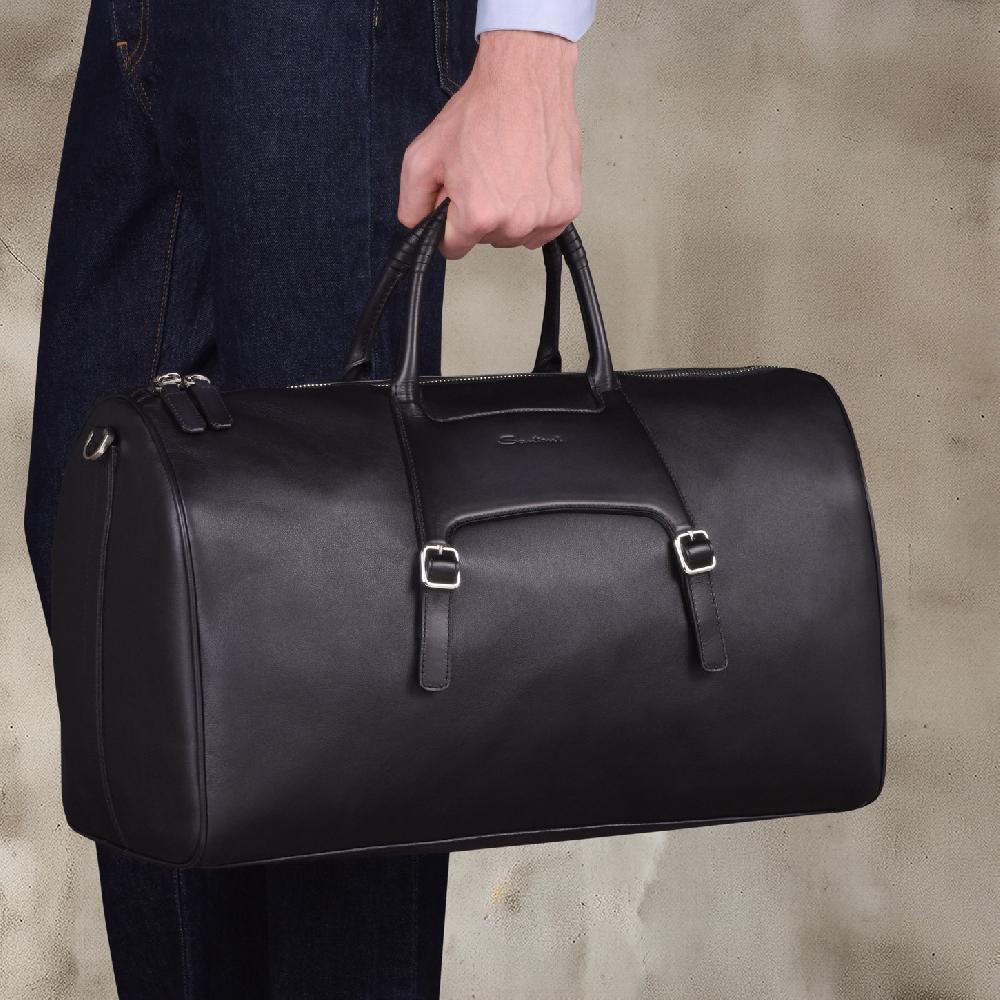 Santoni Borsa da viaggio in pelle nera Soddisfazione Garantita