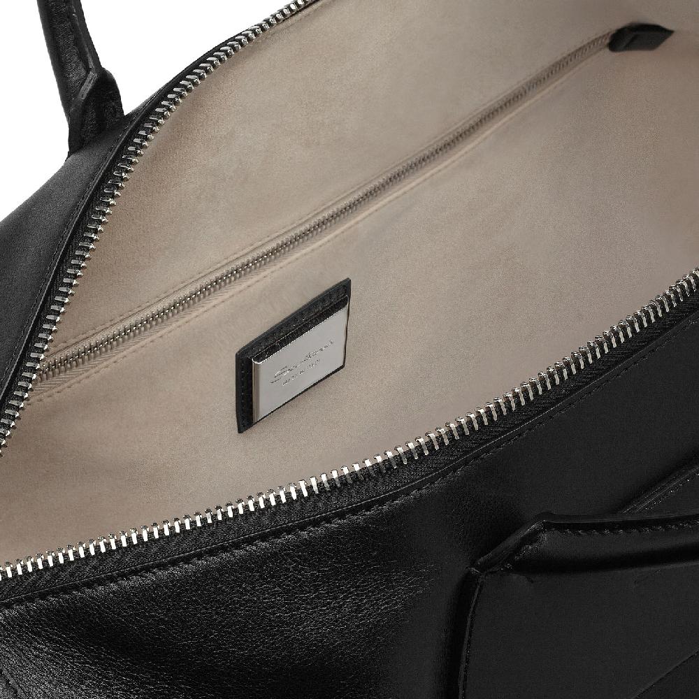 Santoni Borsa da viaggio in pelle nera Soddisfazione Garantita