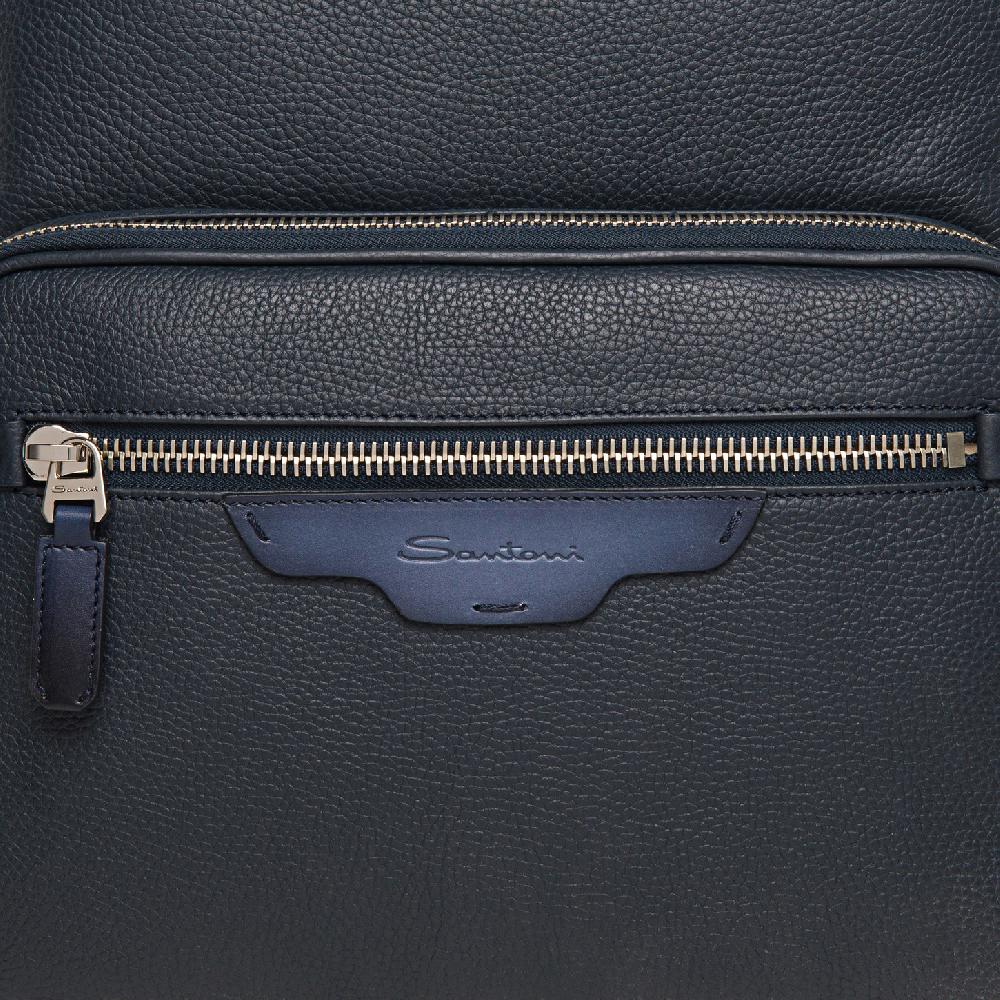 Santoni Zaino in pelle bottalata blu Acquista Ora