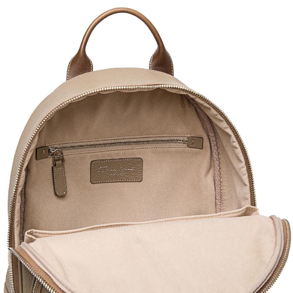 Santoni Zaino in pelle bottalata beige Consegna Veloce
