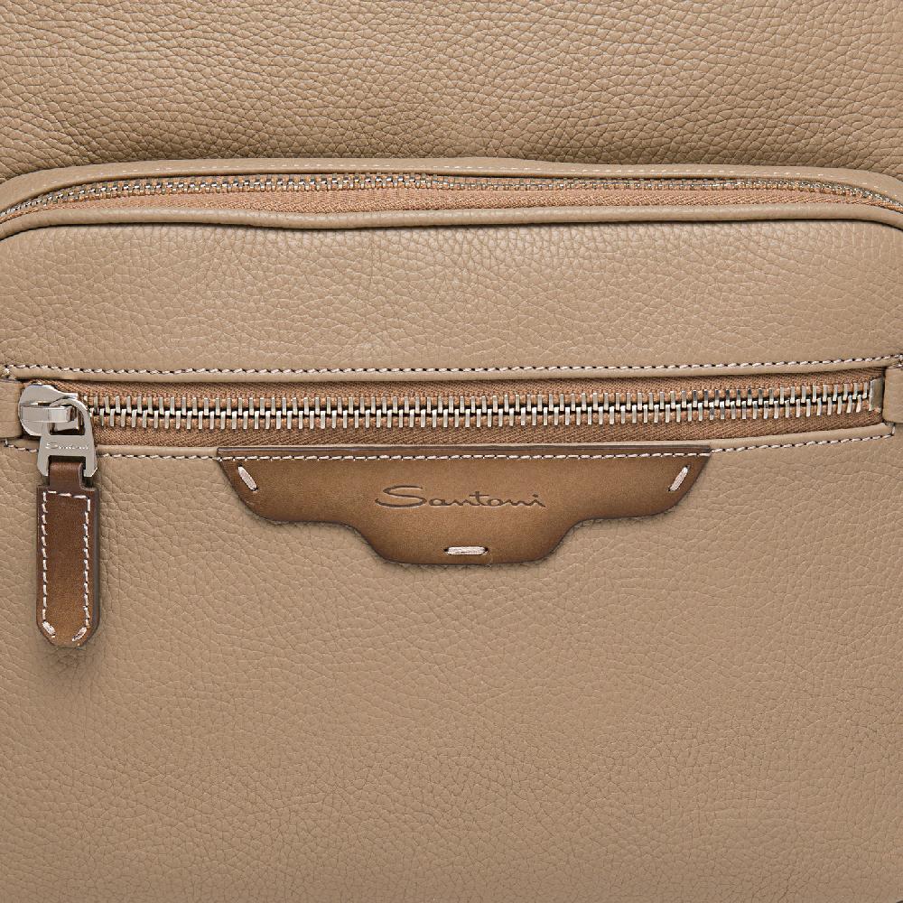 Santoni Zaino in pelle bottalata beige Consegna Veloce