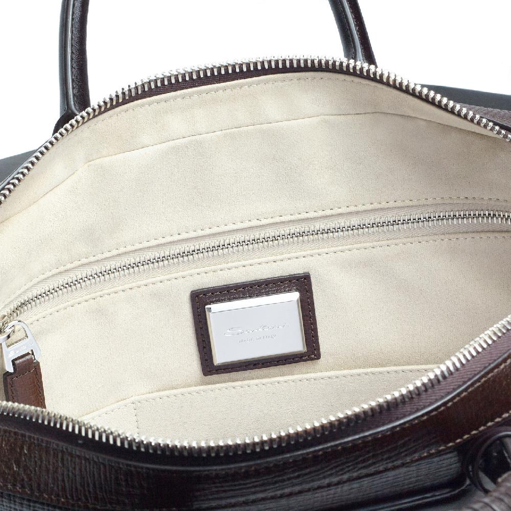Santoni Briefcase in pelle stampata marrone Fino Al -60%