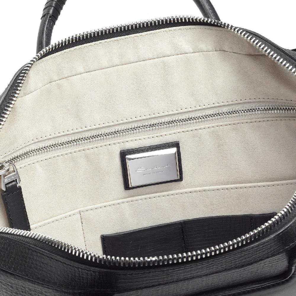 Santoni Briefcase in pelle stampata nera Shopping Online