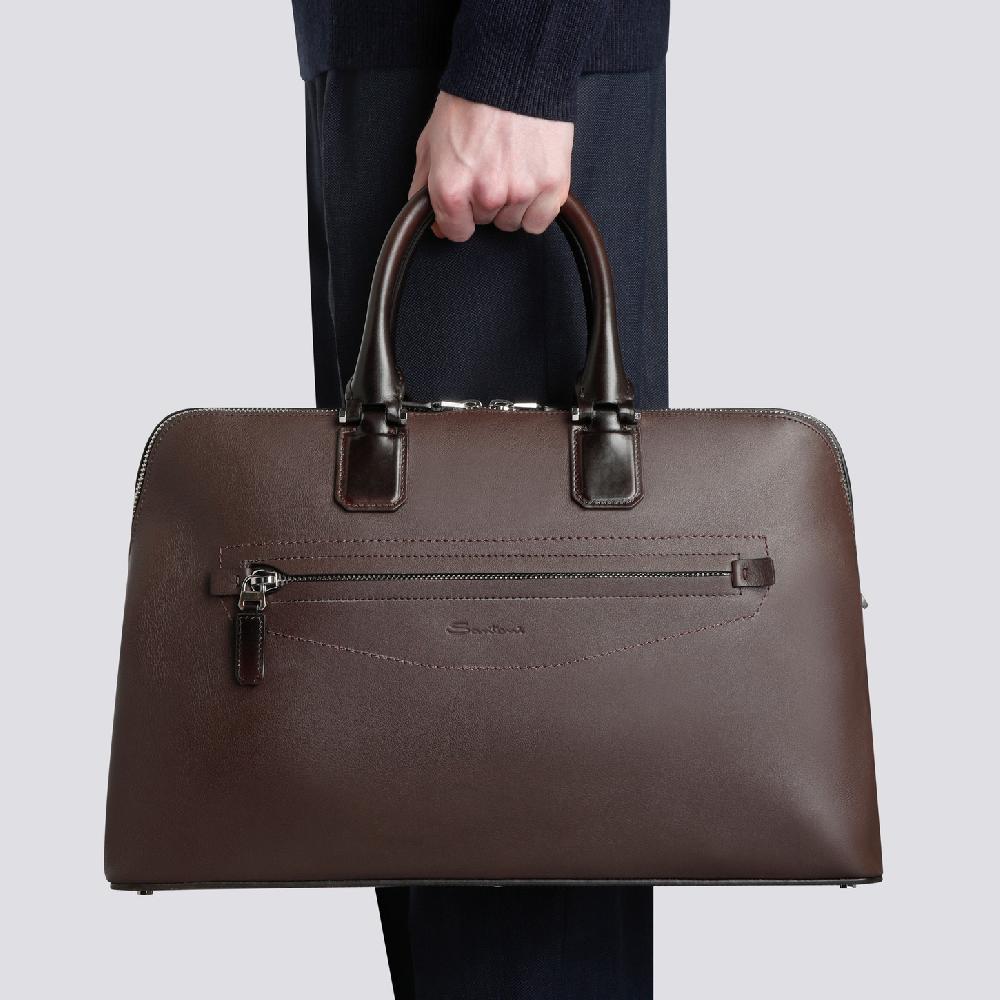 Santoni Borsa porta pc in pelle marrone Affare Del Giorno