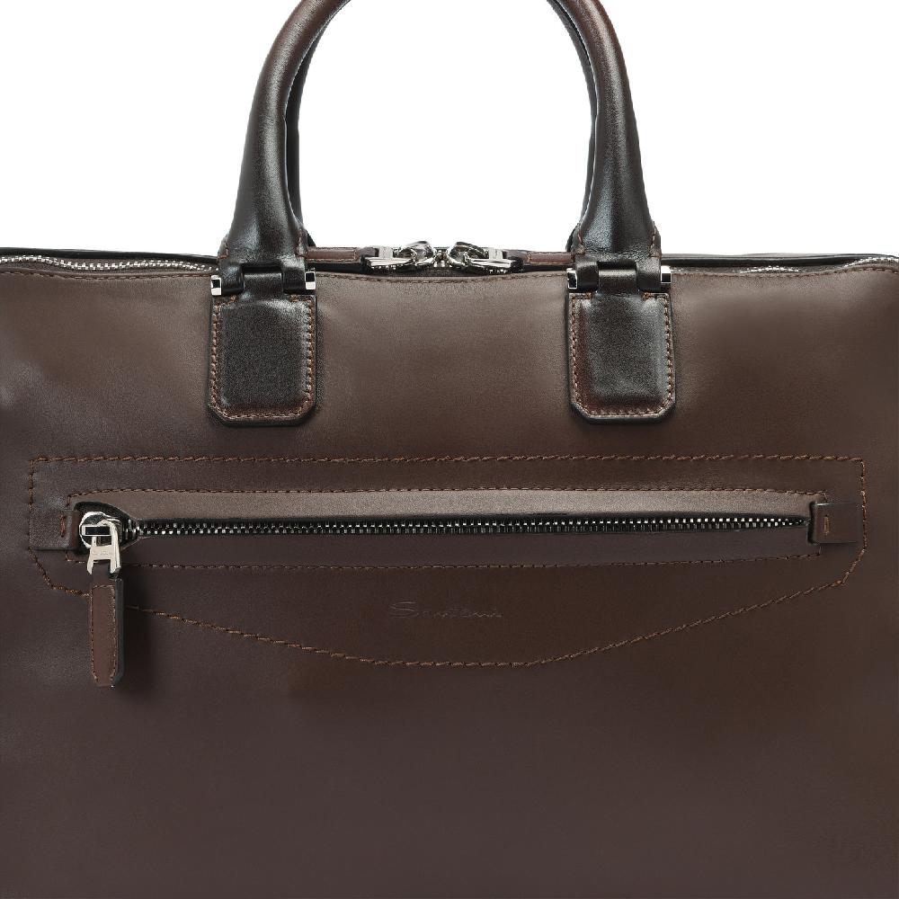 Santoni Borsa porta pc in pelle marrone Affare Del Giorno