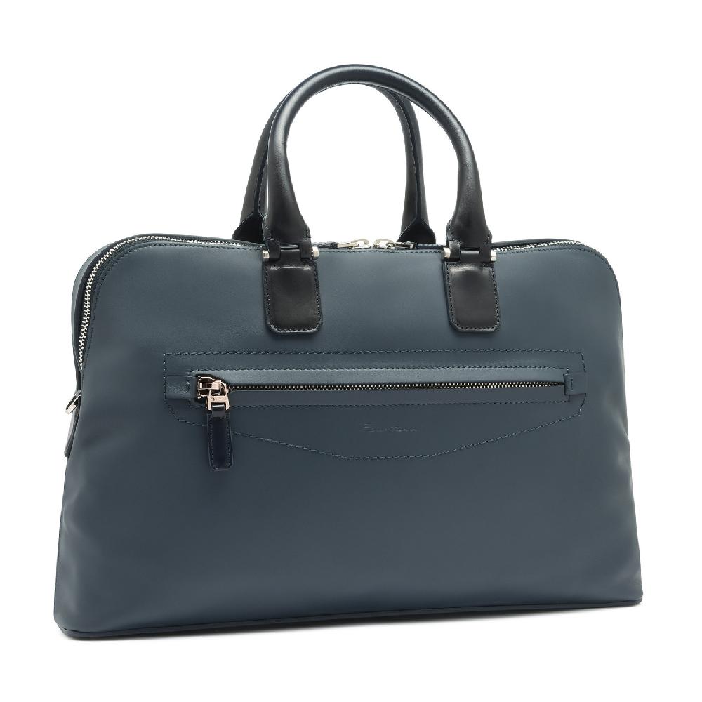 Santoni Borsa porta pc in pelle blu Prezzo Ridotto
