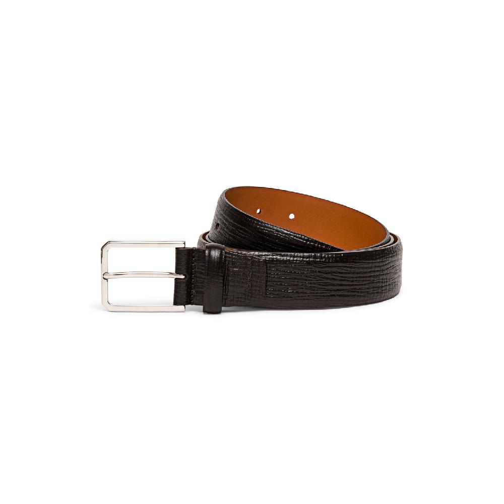 Santoni Cintura regolabile da uomo in pelle stampata marrone