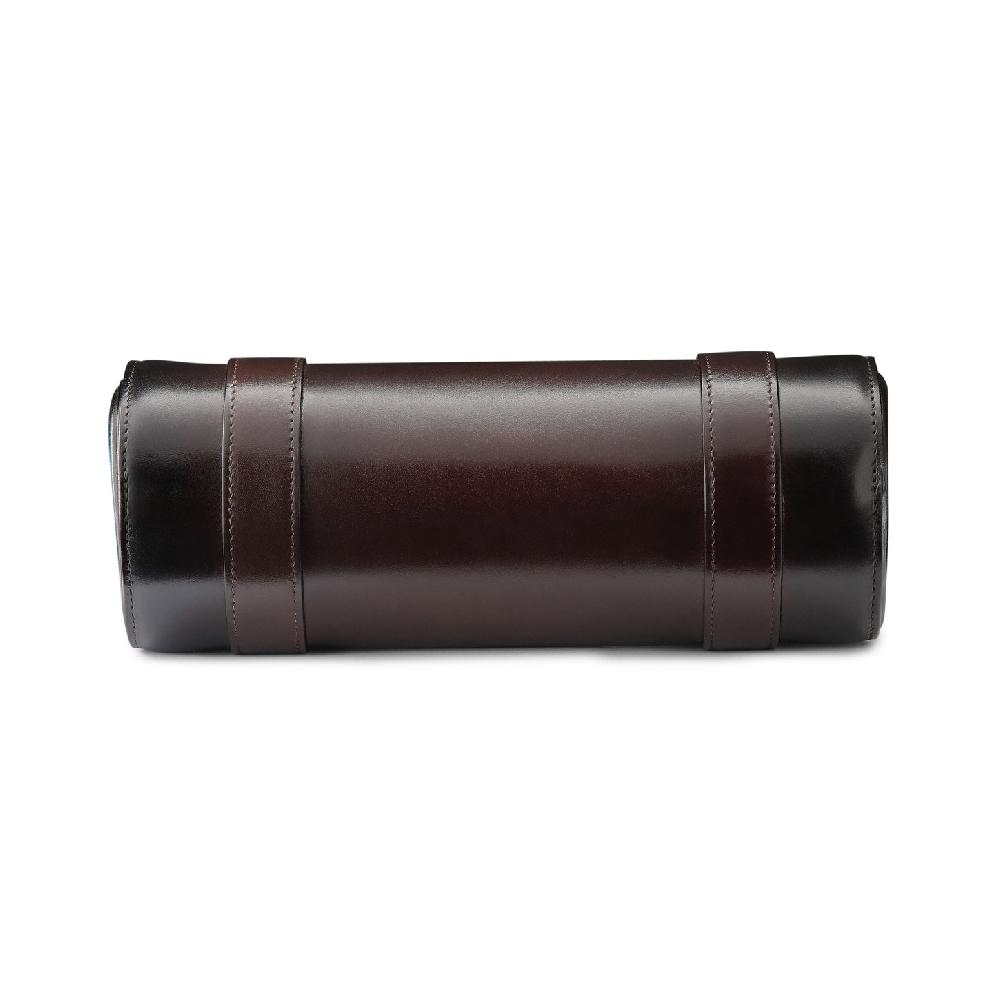 Santoni Custodia portaorologi grande in pelle marrone Vendita Calda