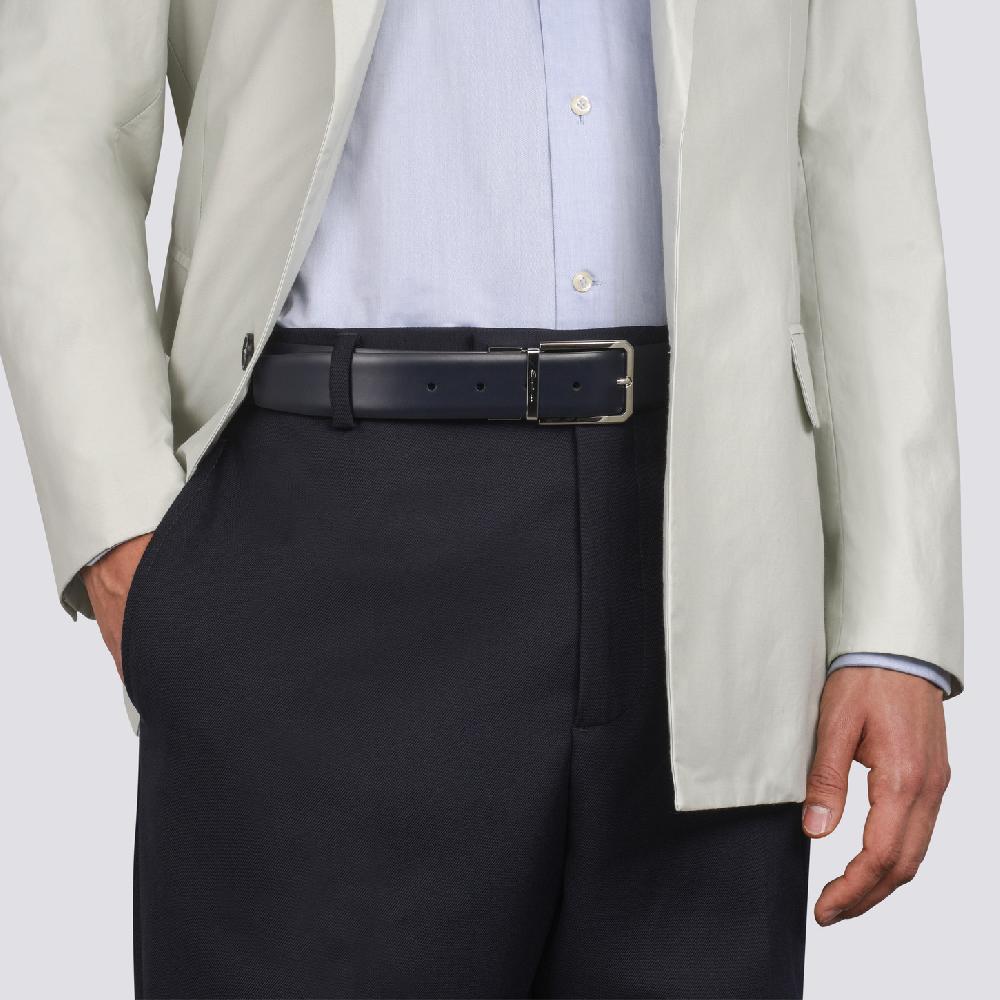 Santoni Cintura regolabile e reversibile in pelle nera e blu Qualità Garantita