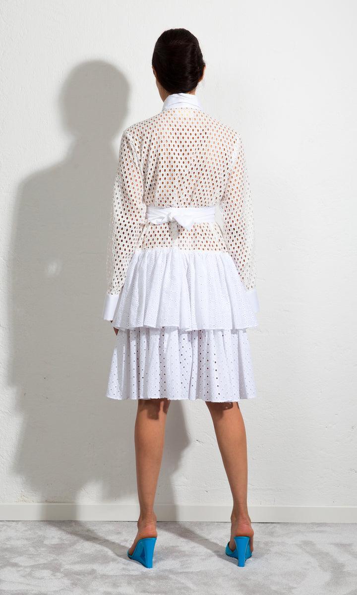 Sara Battaglia Ruffle Midi Dress Saldi Di Fabbrica