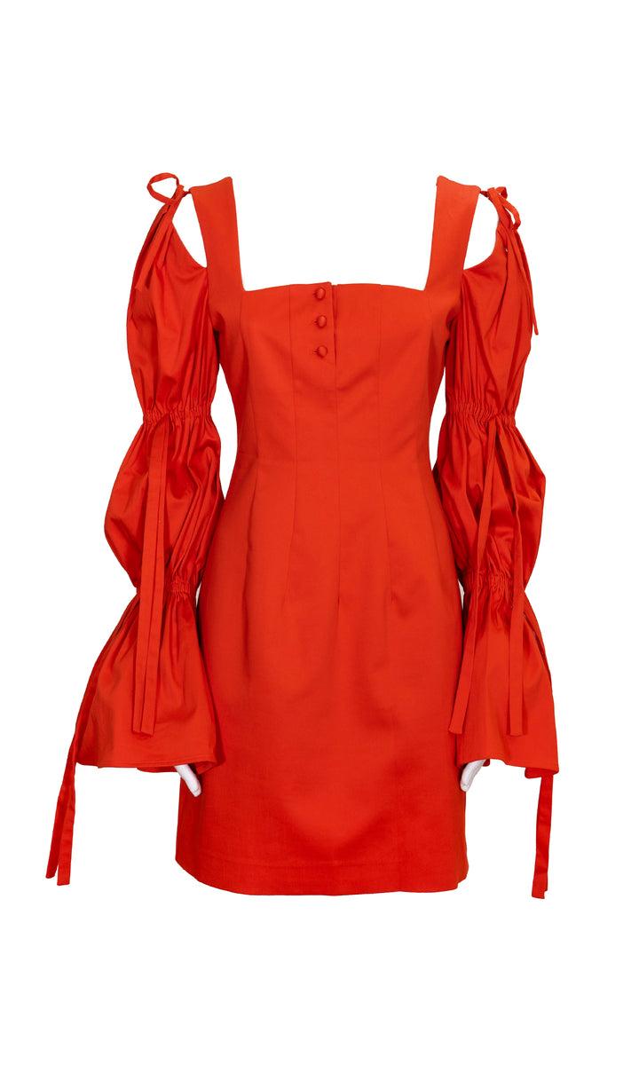 Sara Battaglia Puffed Sleeves Dress 2025
