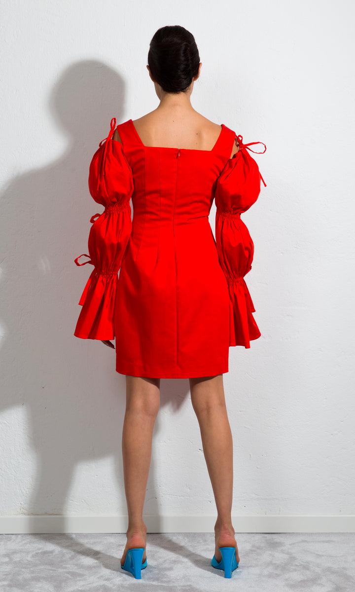 Sara Battaglia Puffed Sleeves Dress 2025