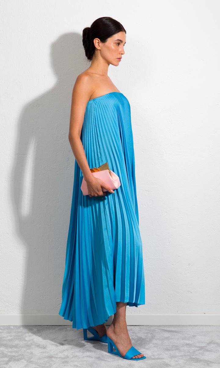 Sara Battaglia Plissé Dress Nuovo
