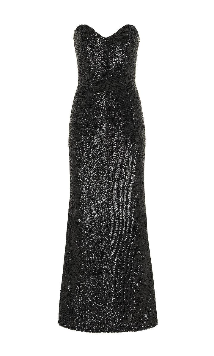 Sara Battaglia Sequins sweetheart neckline dress Pezzi Unici