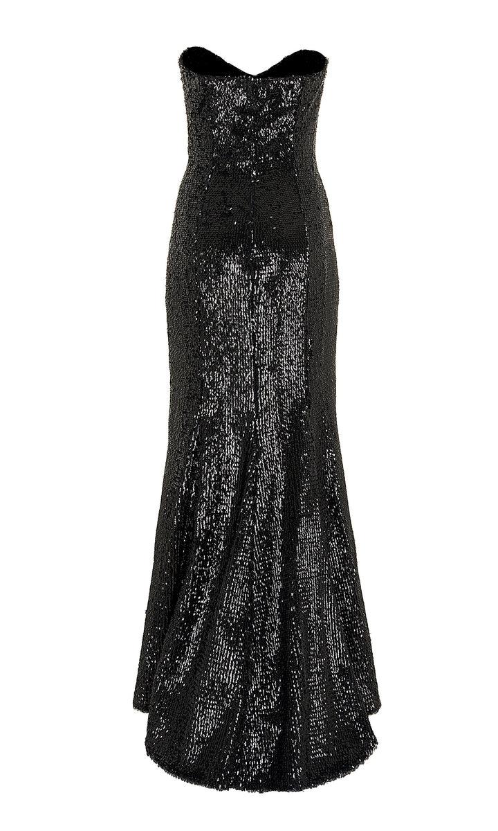 Sara Battaglia Sequins sweetheart neckline dress Pezzi Unici