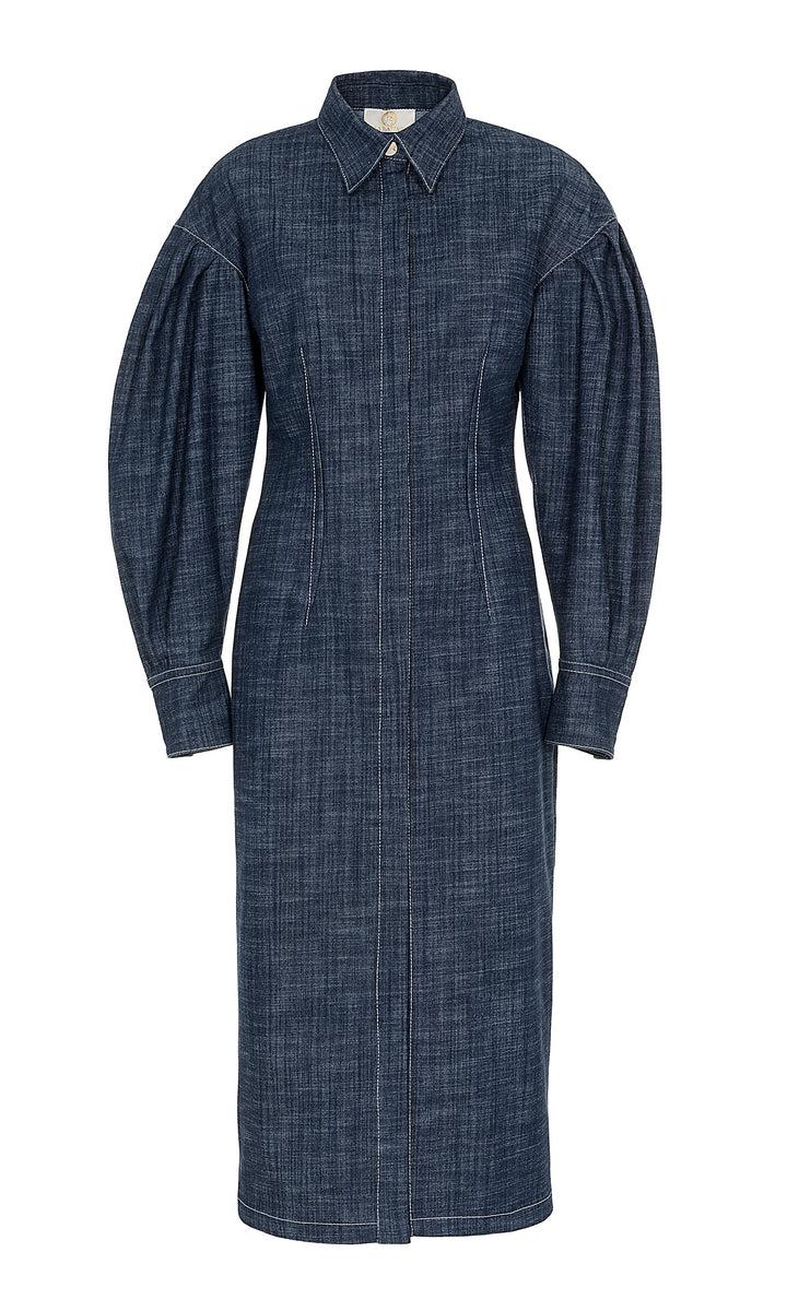 Sara Battaglia Longuette denim dress Vendita Calda